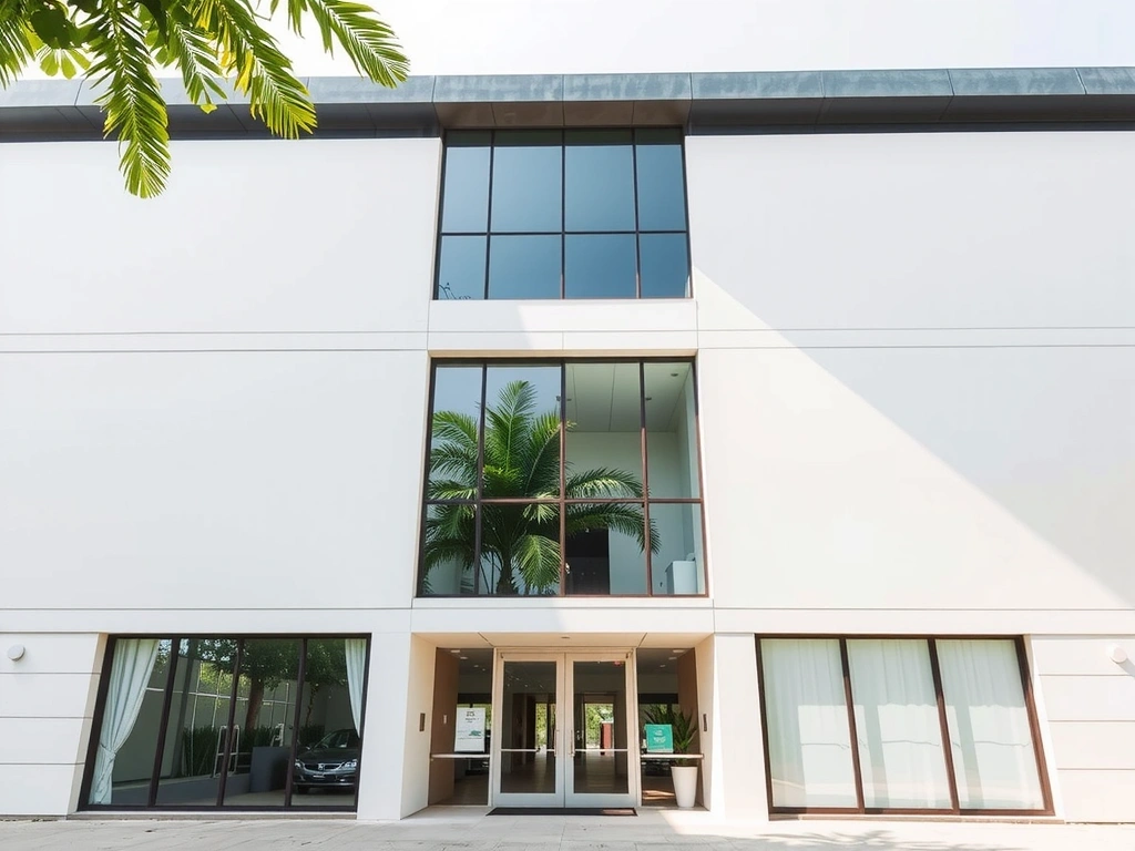 Fachada de oficina moderna en Barranquilla