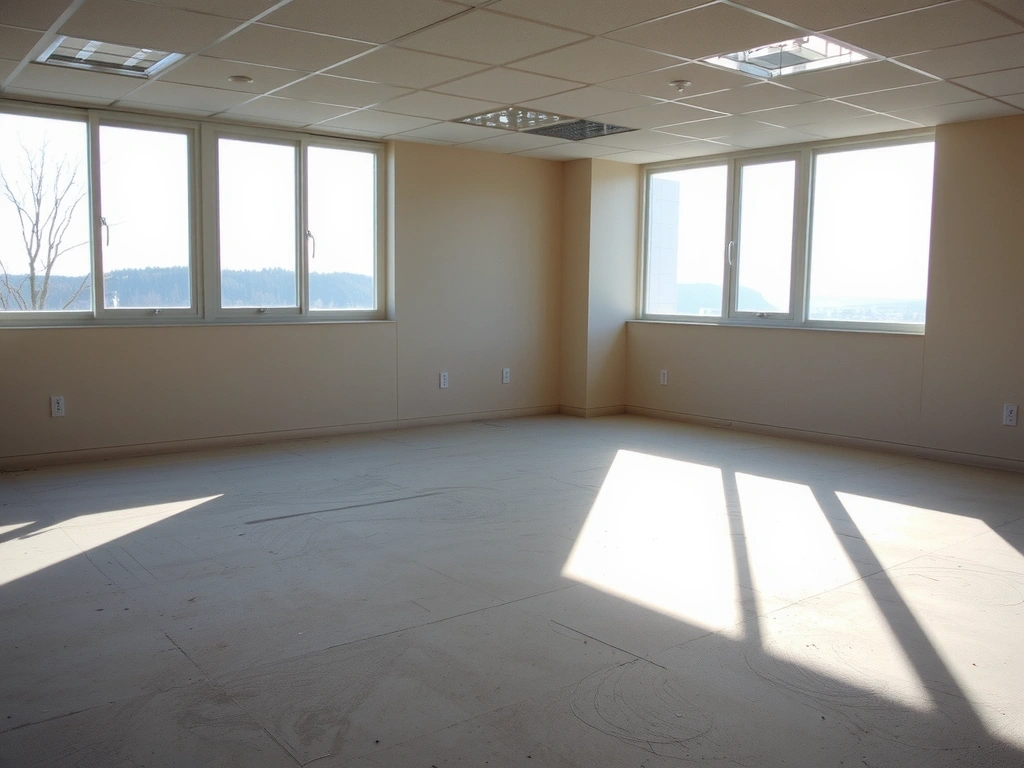 Espacio post-obra con ventanales limpios